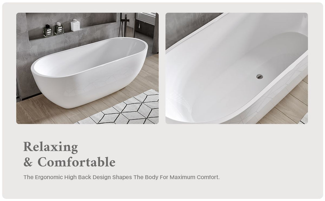 Eviva Clair 60" Freestanding White Acrylic Bathtub