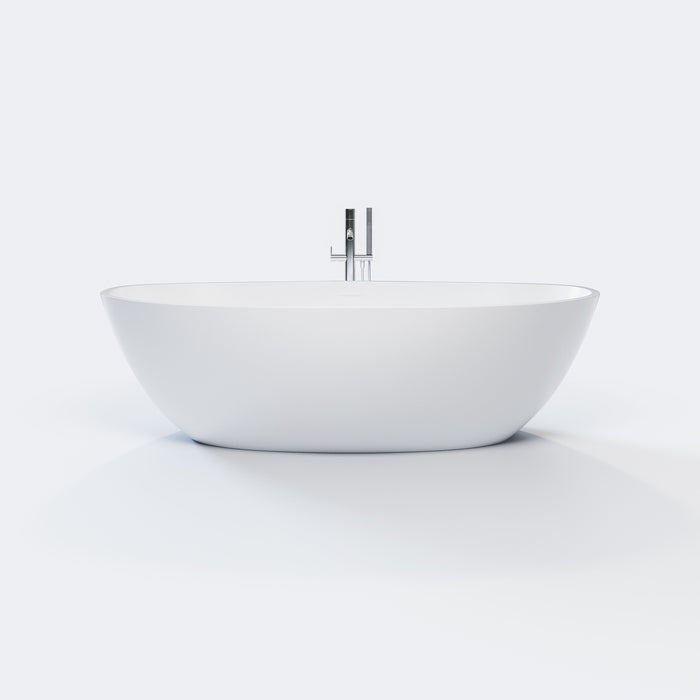 Eviva Mirage 65 Inch Solid Surface Freestanding Bathtub in Matte White