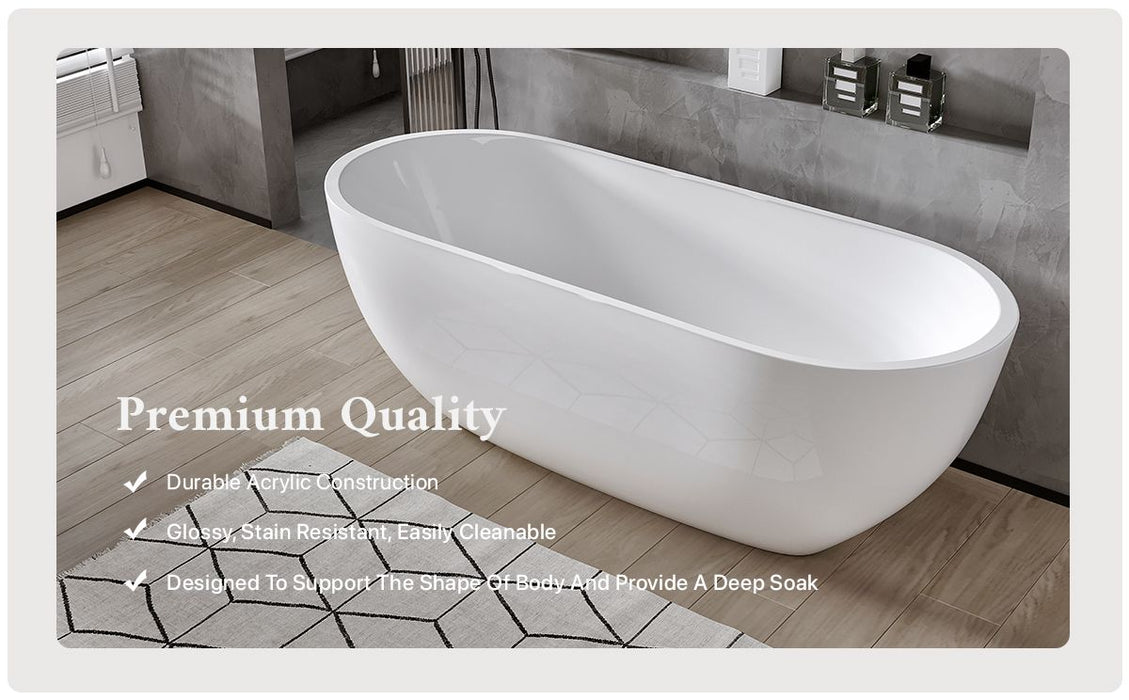 Eviva Clair 60" Freestanding White Acrylic Bathtub