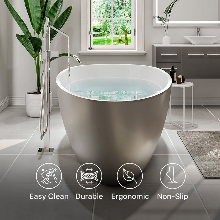 Eviva Viva 60" Solid Surface Gray & White Freestanding Bathtub