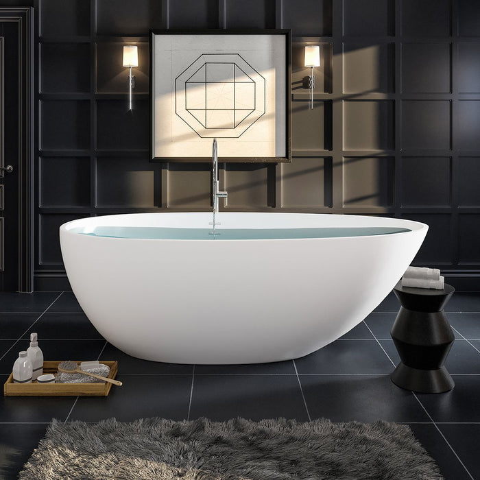 Eviva Bliss 60 Inch Solid Surface Freestanding Bathtub in Matte White