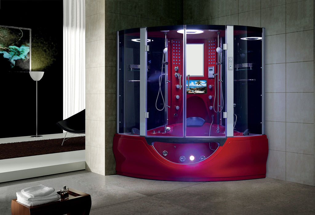 Maya Bath The Superior Platinum Red 2-Person Freestanding Steam Shower