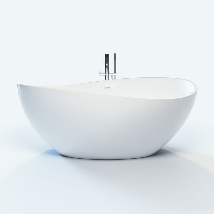 Eviva Cloud 63 Inch Solid Surface Freestanding Bathtub in Matte White